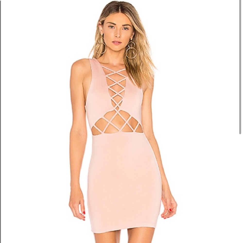 by the way. - Lauryn Lace Up Cut Out Dress in Blush